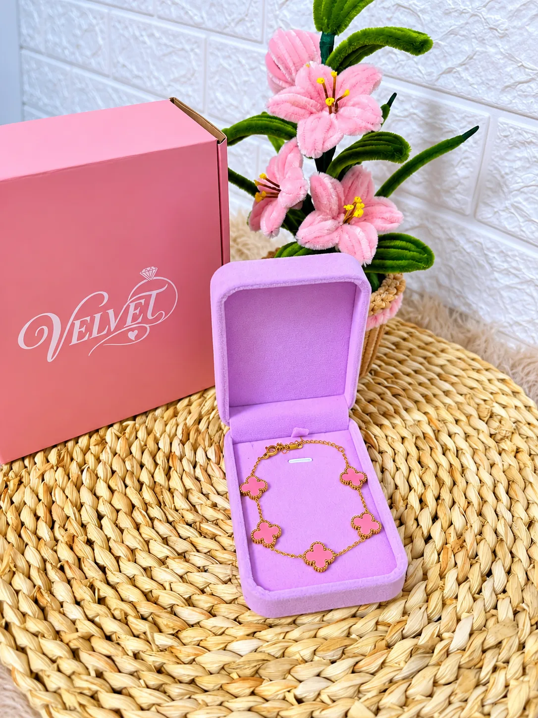 Pulsera Tréboles Rosados