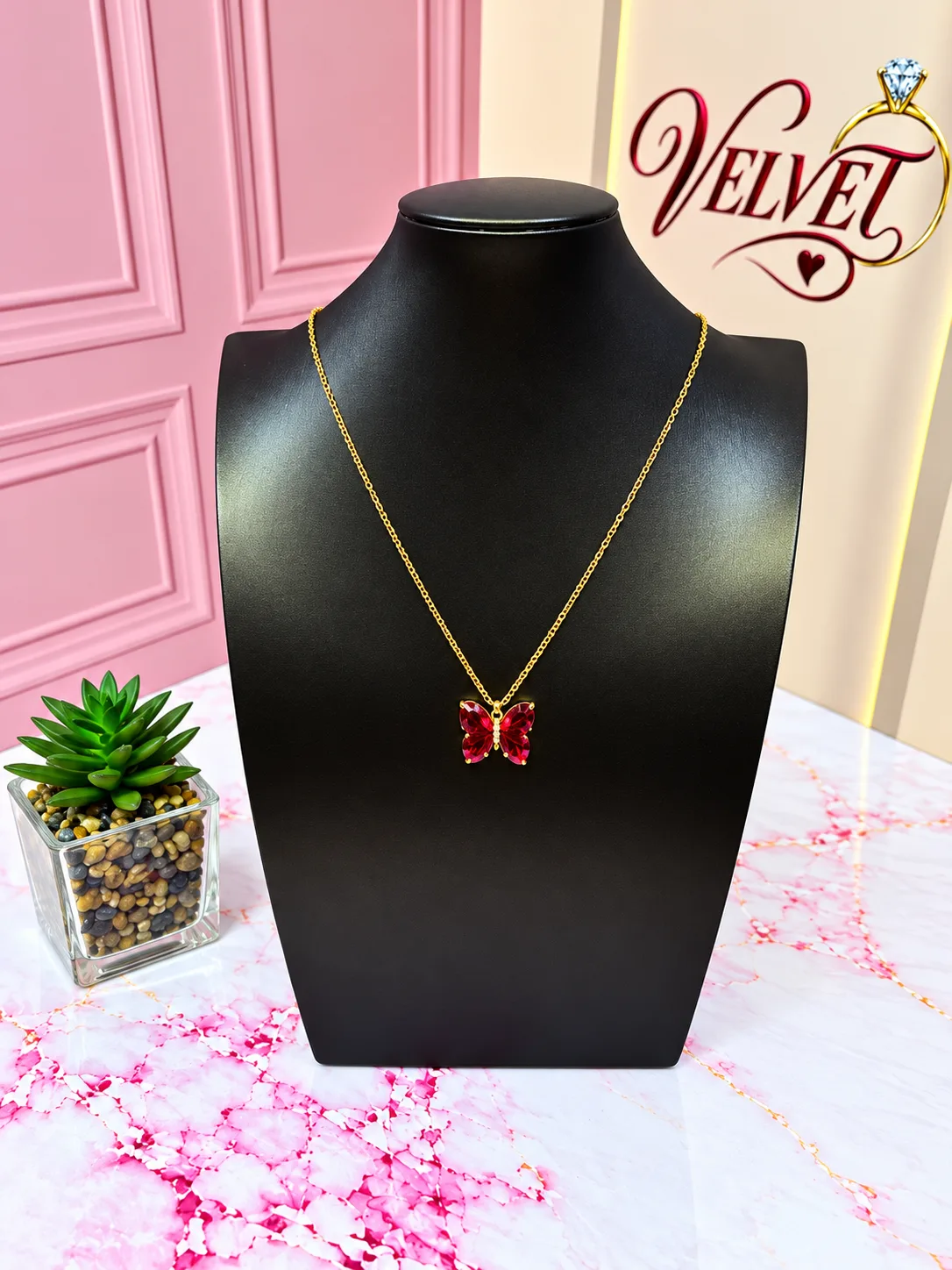 Collar Mariposa Roja