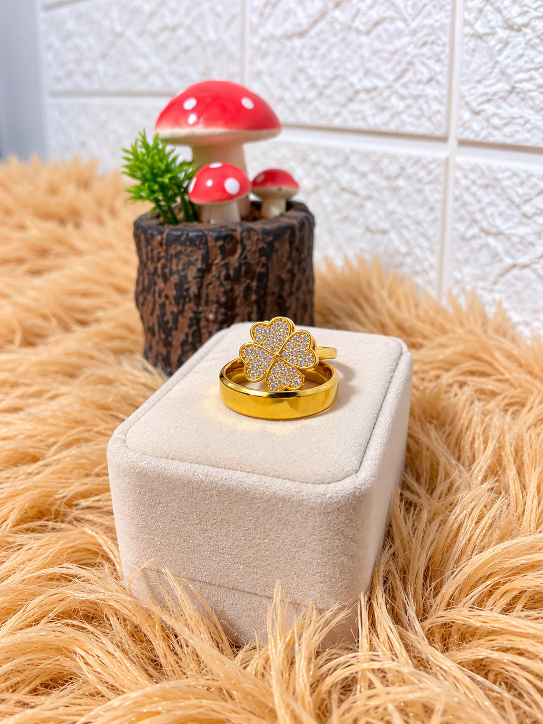 Dúo de Anillos Trébol Brillante