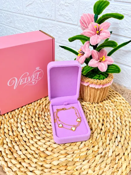 Pulsera Doble Corazones de Nácar
