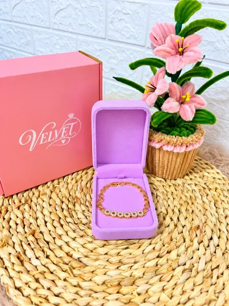 Pulsera Eslabones Rosados con Brillantes