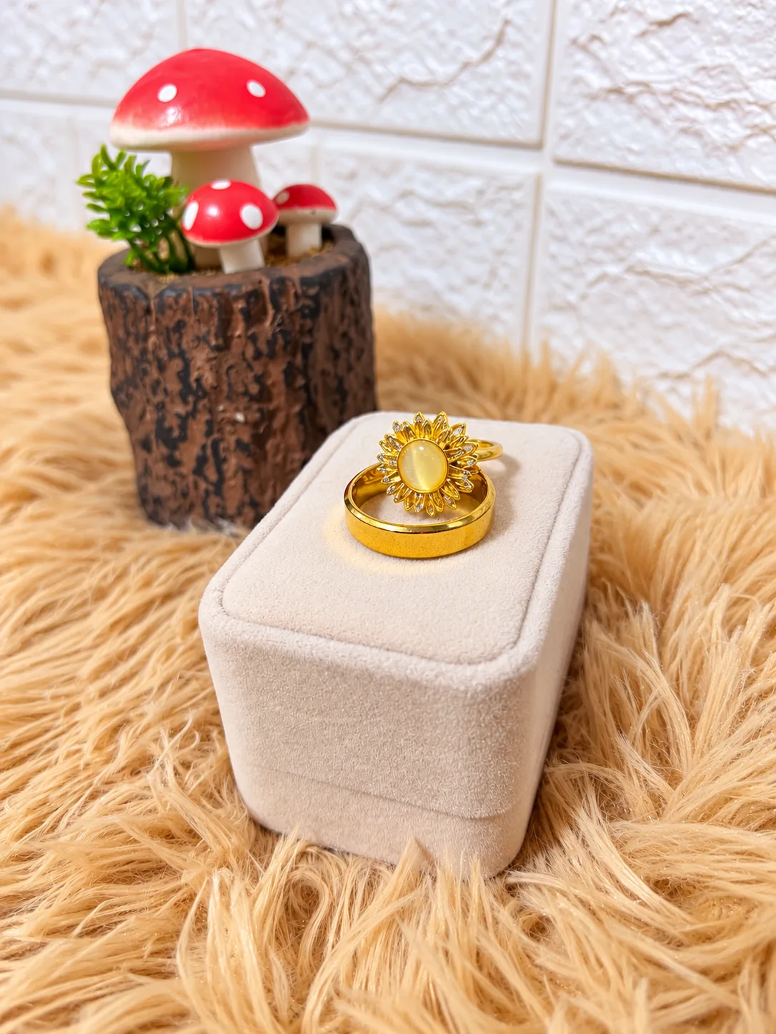 Dúo de Anillos Girasol Ópalo