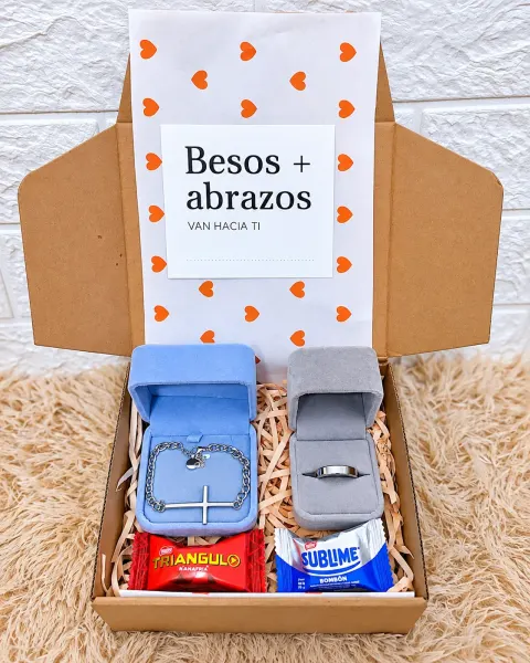 Pack Pulsera Cruz y Anillo Plateado
