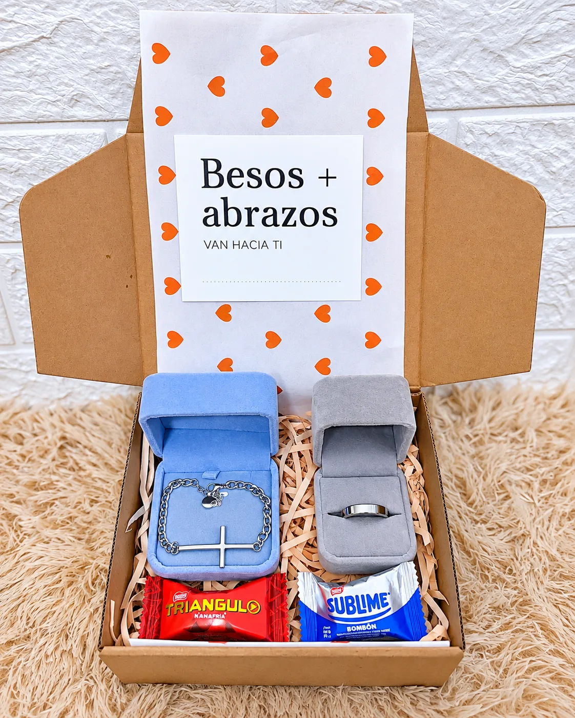 Pack Pulsera Cruz y Anillo Plateado