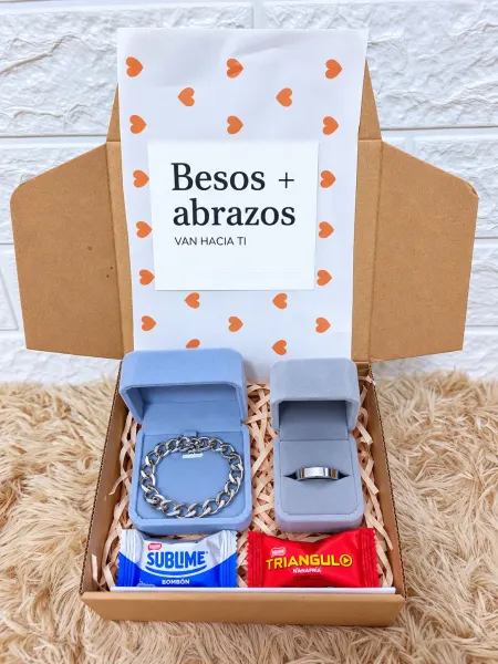 Pack Pulsera Cadena y Anillo Plateado